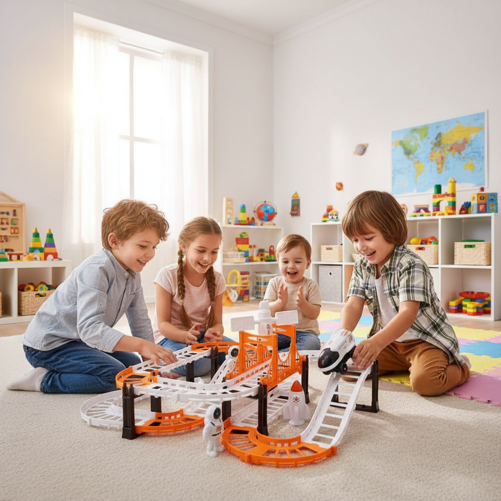 Astronaut Spaceship Track Set - Outer Space Toy Set for Kids